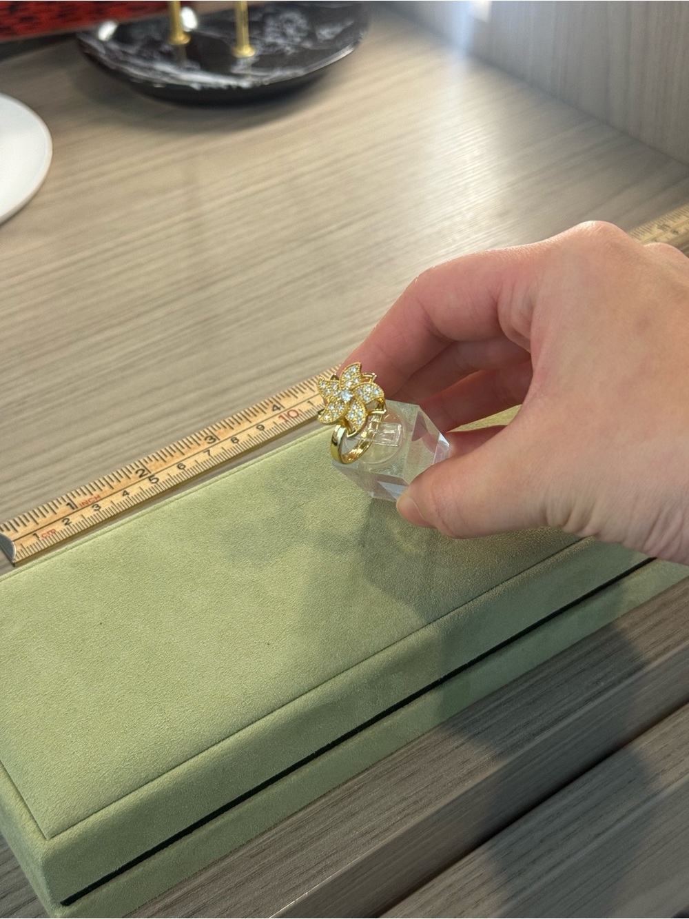 Gold Floral Cluster Crystal Ring - Sparkling Statement One Size Adjustable Band